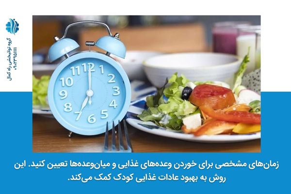 زمان مشخصی برای غذا و میان وعده تعیین کنید.